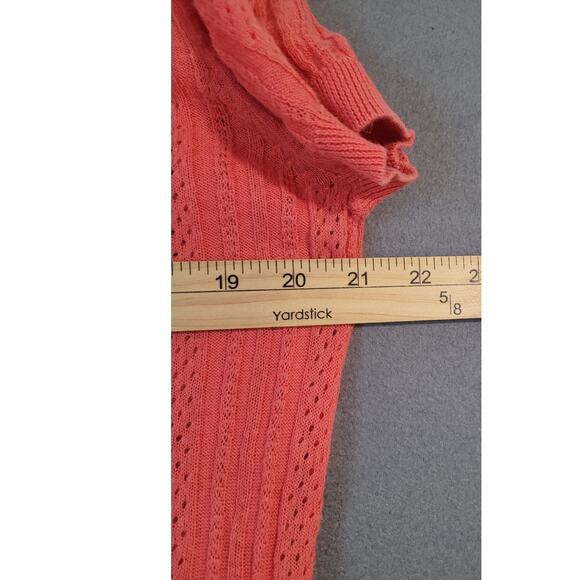 Y2K Ribbed V-Neck Cardigan Short Sleeve Orange Large EUC Vintage - Picture 5 of 7